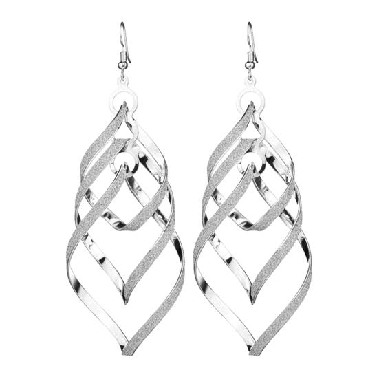 Stilvolle weibliche Pailletten Spirale Anhänger Haken Ohrringe lange Welle baumeln Hochzeit Schmuck Schmuck Geschenk silber von Joom DACH
