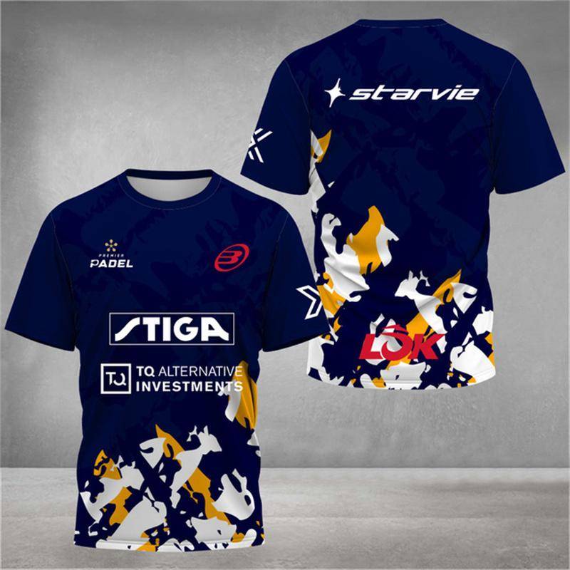 Stilvolles 3D-bedrucktes Herren-T-Shirt Padel-Trikot Atmungsaktives, schnelltrocknendes Tennis-Kurzarm-T-Shirt Große Größen Sportbekleidung Fitnesskleidung 2XL von Joom DACH