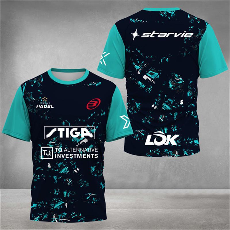 Stilvolles 3D-bedrucktes Herren-T-Shirt Padel-Trikot Atmungsaktives, schnelltrocknendes Tennis-Kurzarm-T-Shirt Große Größen Sportbekleidung Fitnesskleidung 3XL von Joom DACH