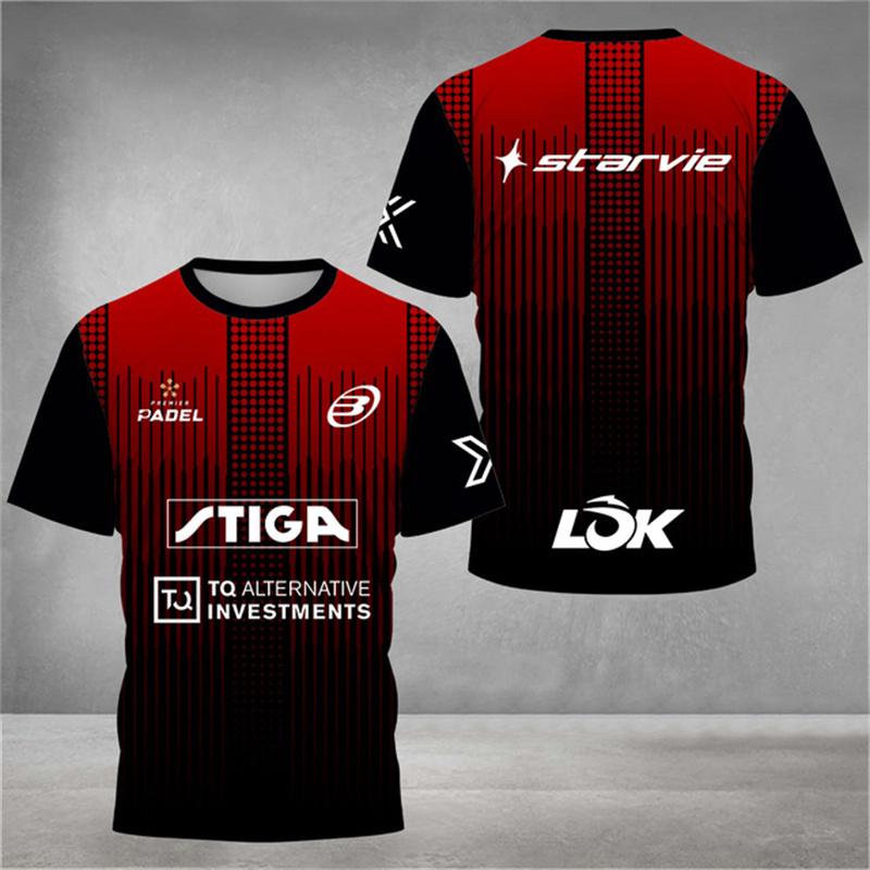 Stilvolles 3D-bedrucktes Herren-T-Shirt Padel-Trikot Atmungsaktives, schnelltrocknendes Tennis-Kurzarm-T-Shirt Große Größen Sportbekleidung Fitnesskleidung 5XL von Joom DACH