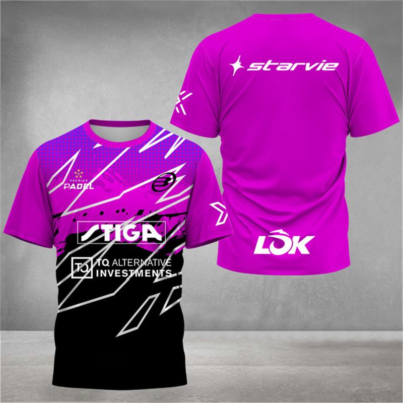 Stilvolles 3D-bedrucktes Herren-T-Shirt Padel-Trikot Atmungsaktives, schnelltrocknendes Tennis-Kurzarm-T-Shirt Große Größen Sportbekleidung Fitnesskleidung L von Joom DACH