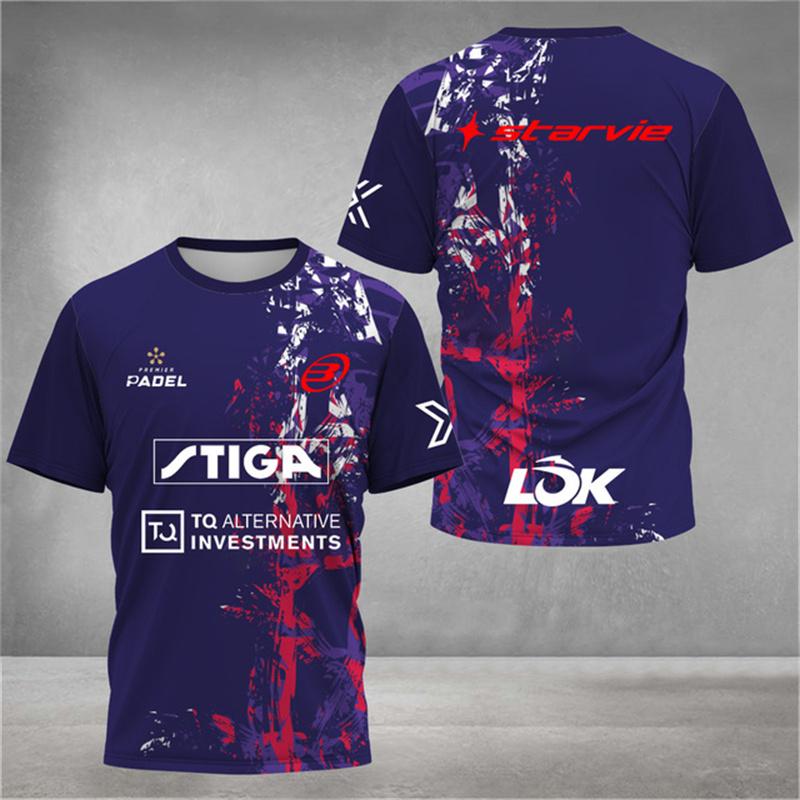 Stilvolles 3D-bedrucktes Herren-T-Shirt Padel-Trikot Atmungsaktives, schnelltrocknendes Tennis-Kurzarm-T-Shirt Große Größen Sportbekleidung Fitnesskleidung XL von Joom DACH