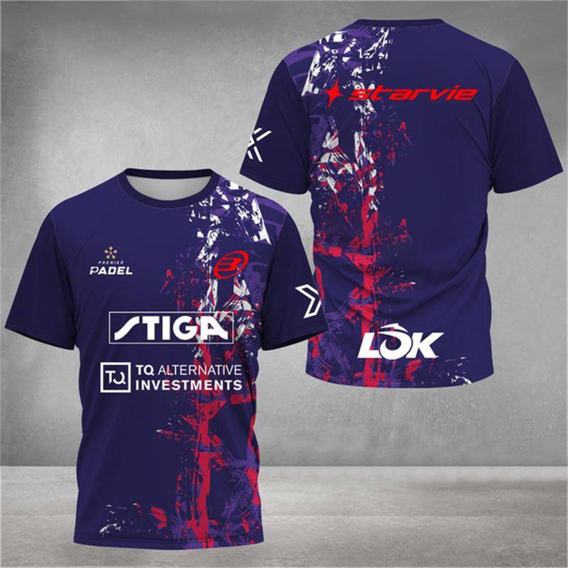 Stilvolles 3D-bedrucktes Herren-T-Shirt Padel-Trikot Atmungsaktives, schnelltrocknendes Tennis-Kurzarm-T-Shirt Große Größen Sportbekleidung Fitnesskleidung XL von Joom DACH