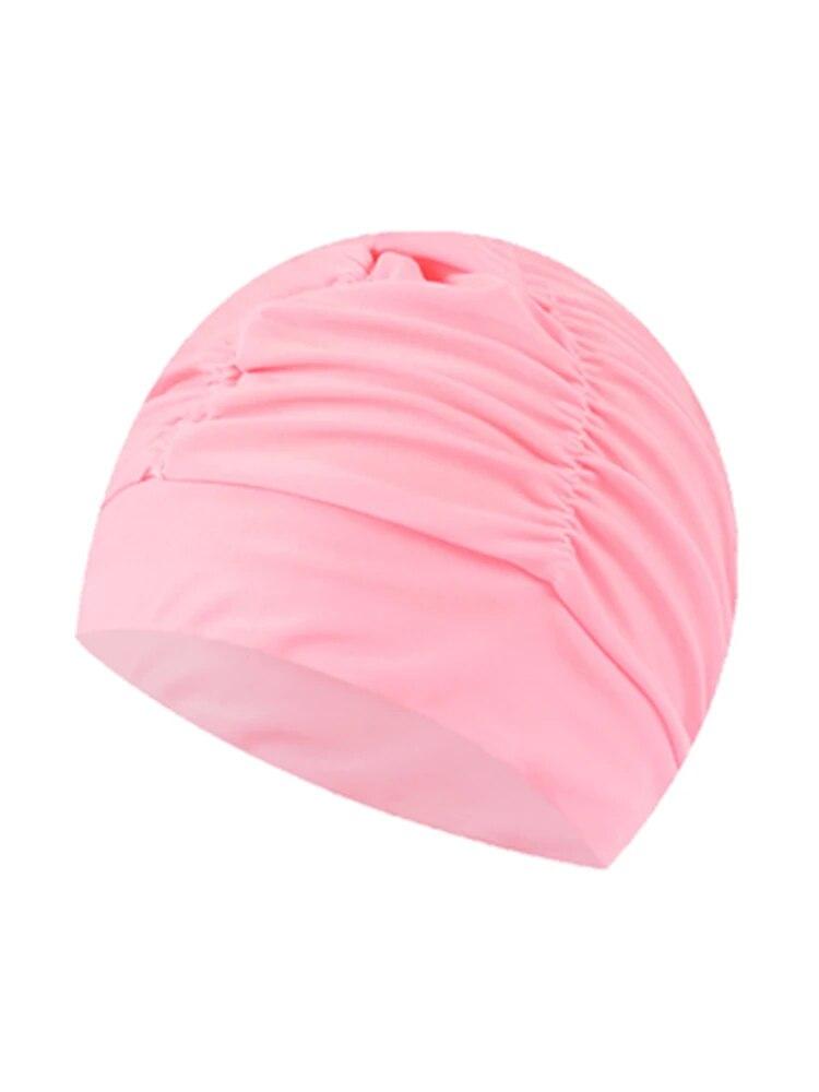 Stoff Sommer Erwachsene Männer und Frauen Ungeschnitten Mode Plissee Muster Einfarbig Große Badekappe von Joom DACH