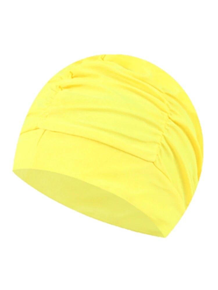 Stoff Sommer Erwachsene Männer und Frauen Ungeschnitten Mode Plissee Muster Einfarbig Große Badekappe von Joom DACH
