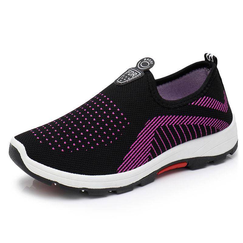 Stoffschuhe Herbst Damen Einzelschuhe Rutschfeste Schuhe Sport- und Freizeitschuhe mittleren Alters Weiche Sohle Wanderschuhe für Ältere 41 violett von Joom DACH