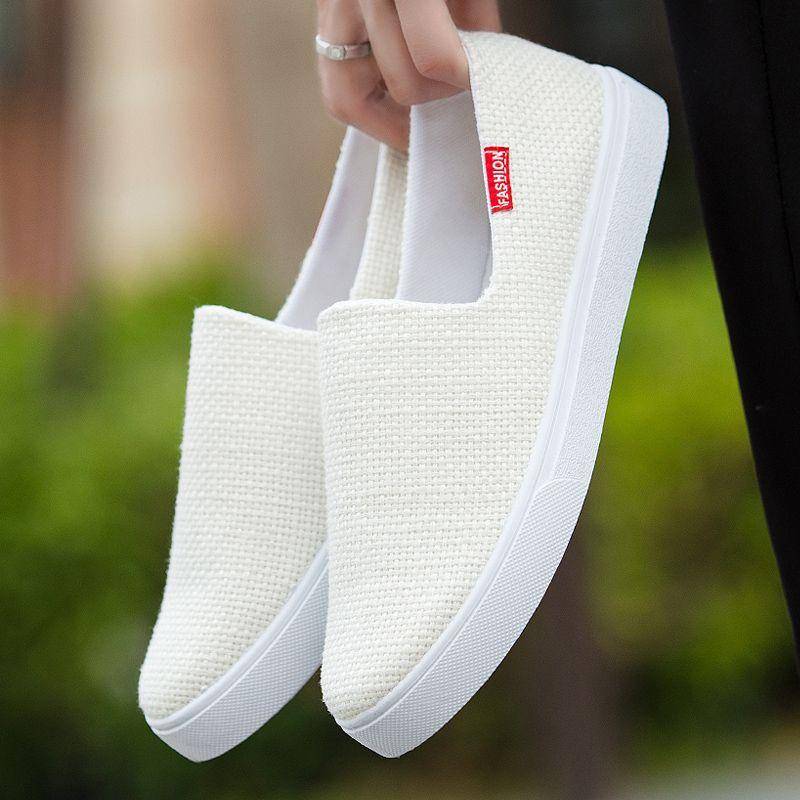 Stoffschuhe Herren Freizeitschuhe One Foot Stirrup Loafers Mode Herrenschuhe Atmungsaktive Boardschuhe 44 weiß von Joom DACH