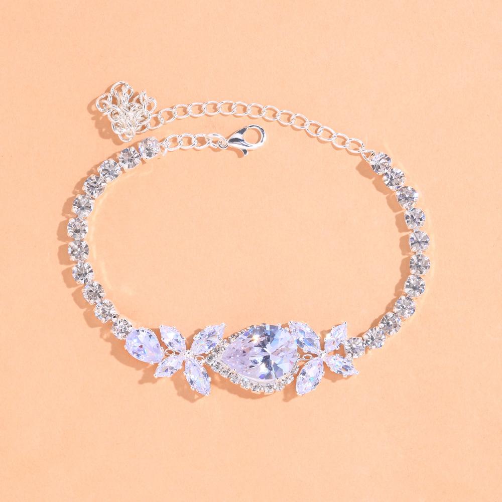 Stonefans Mode Blume Wasser Tropfen Zirkon Strass Fußkettchen Für Frauen Luxus Blatt Charme Fußkettchen Armband Auf Bein Kette Schmuck 22cm von Joom DACH