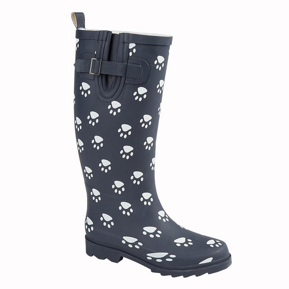 StormWells Damen/Damen Paw Print hohe Gummistiefel 4 UK navy blau von Joom DACH