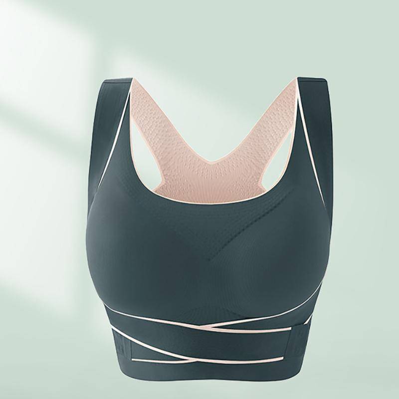 Stoßdämpfender Laufsport-BH für Damen mit Anti-Droop und schönem Rücken, Fitness-Yoga-Weste-Stil ohne Stahlring-BH XXXL grün von Joom DACH
