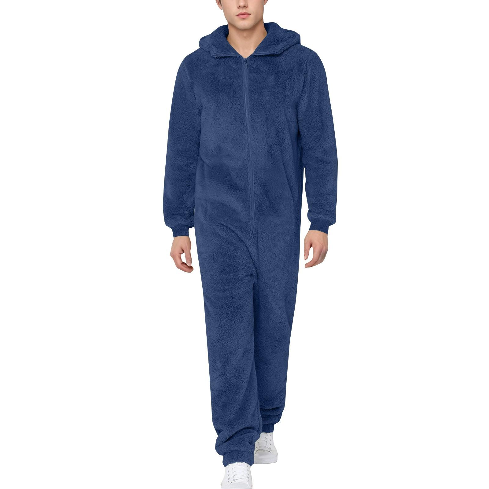 Strampler für Männer Herbst und Winter Langarm Jumpsuits Casual Outfits L dunkelblaue von Joom DACH