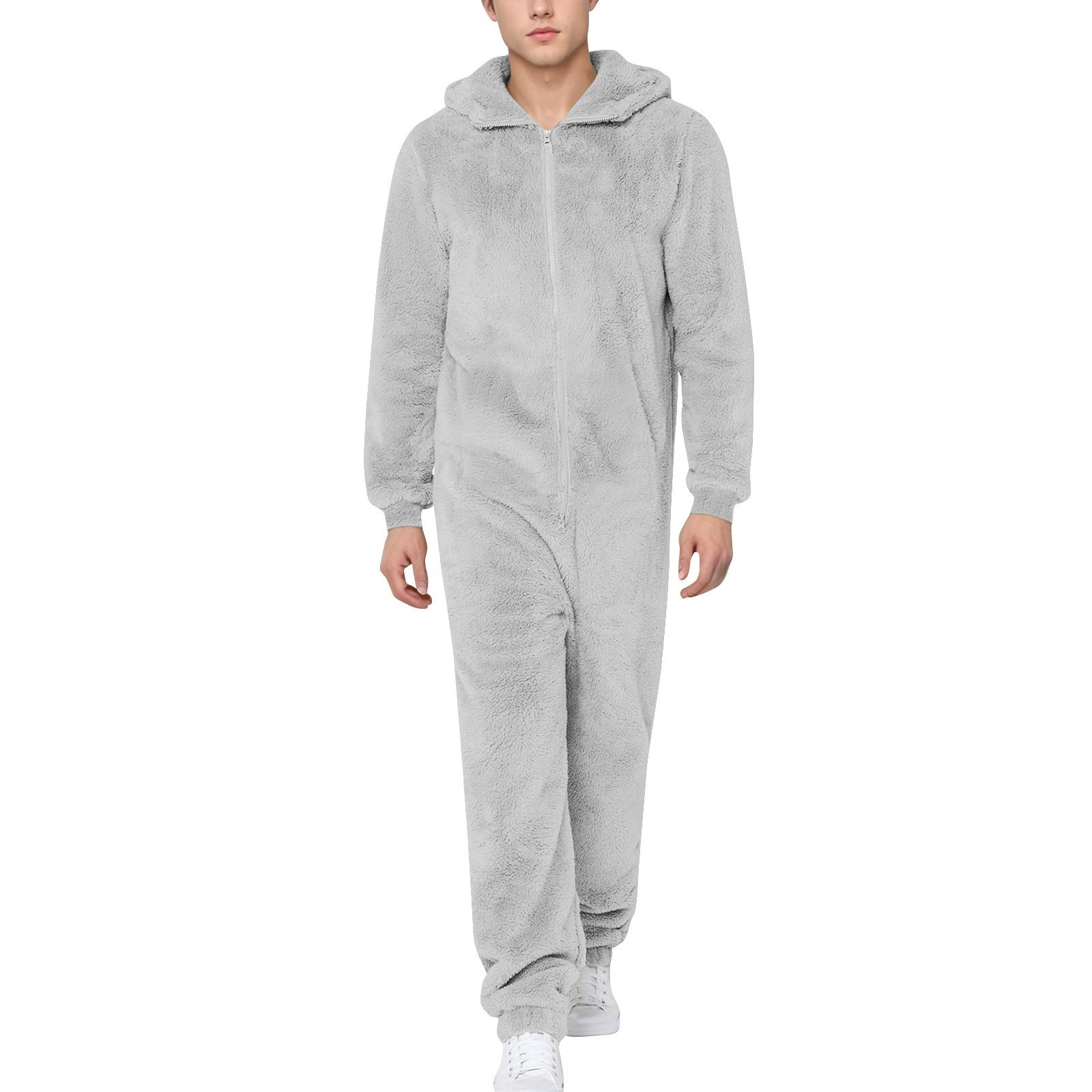 Strampler für Männer Herbst und Winter Langarm Jumpsuits Casual Outfits XL hellgrau von Joom DACH