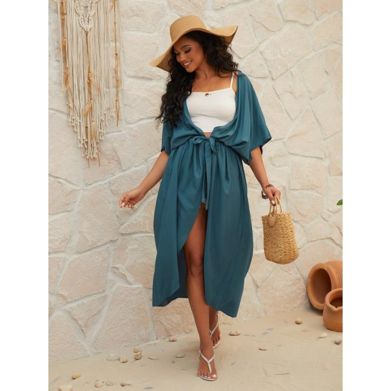 Strand-Überzüge für Damen in Übergröße, Bohemian-Stil, langes Kleid, Urlaub, Sonnenhemd, Strickjacke, Strandschal One Size von Joom DACH