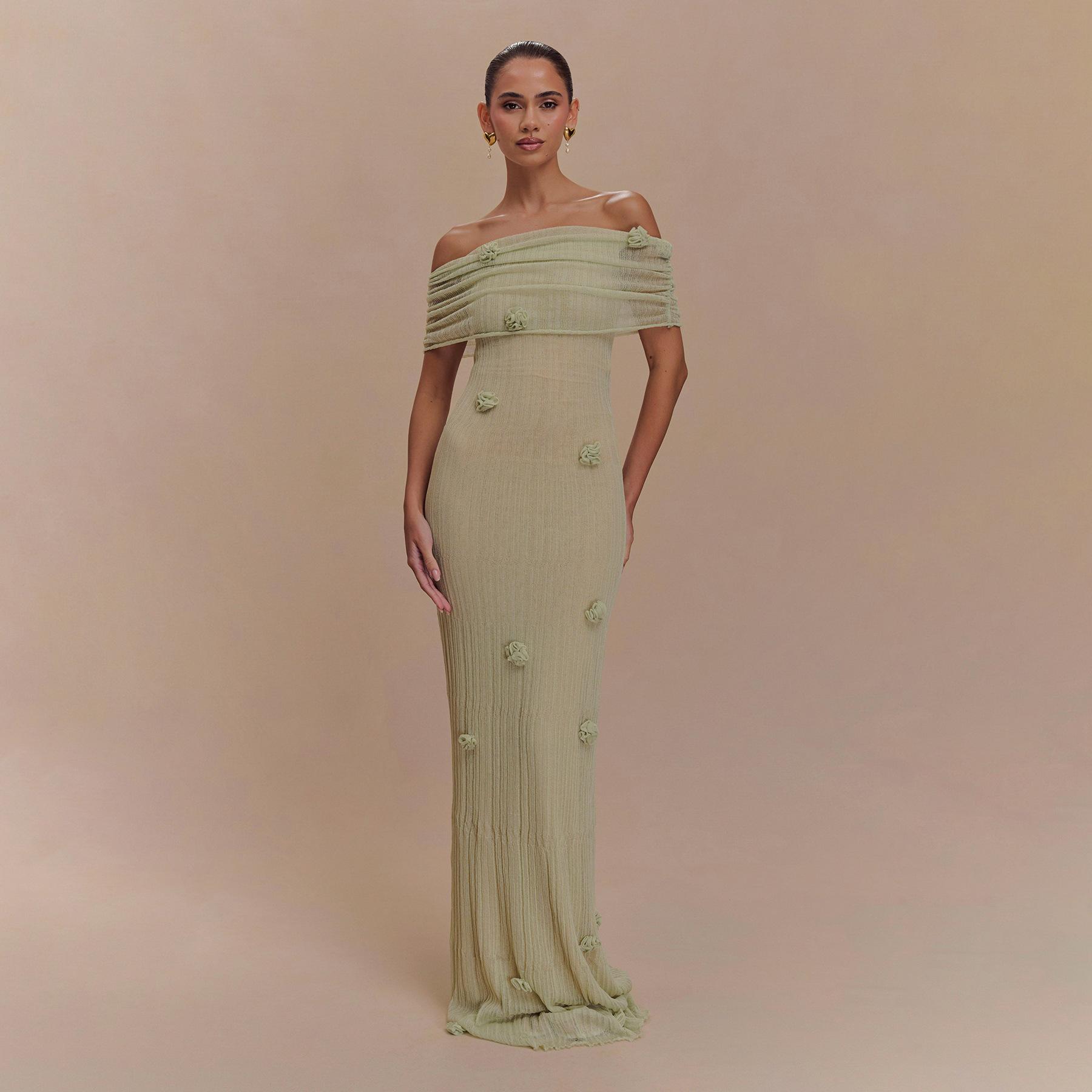 Strandrock Damen Einfarbig Gestrickt Schwebende Blume Strand Bikini Badeanzug Hoodie Kleid L grün von Joom DACH