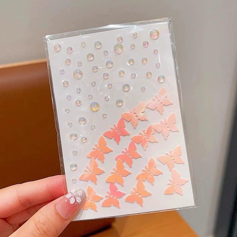 Strass-Aufkleber für das Gesicht, Festival-Make-up, Kristall-Aufkleber für Kinder, Diamant-Schmuck-Aufkleber, selbstklebende Glitzer für das Gesicht pink butterfly von Joom DACH