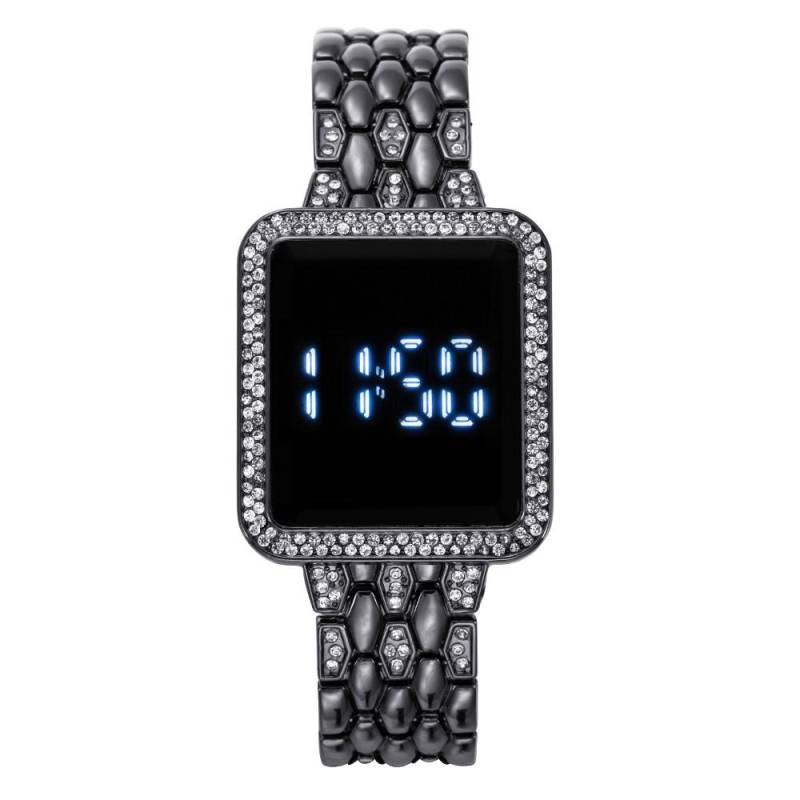 Strass Digitaluhr für Frauen Einfache Touchscreen LED Damen Armbanduhr schwarz von Joom DACH