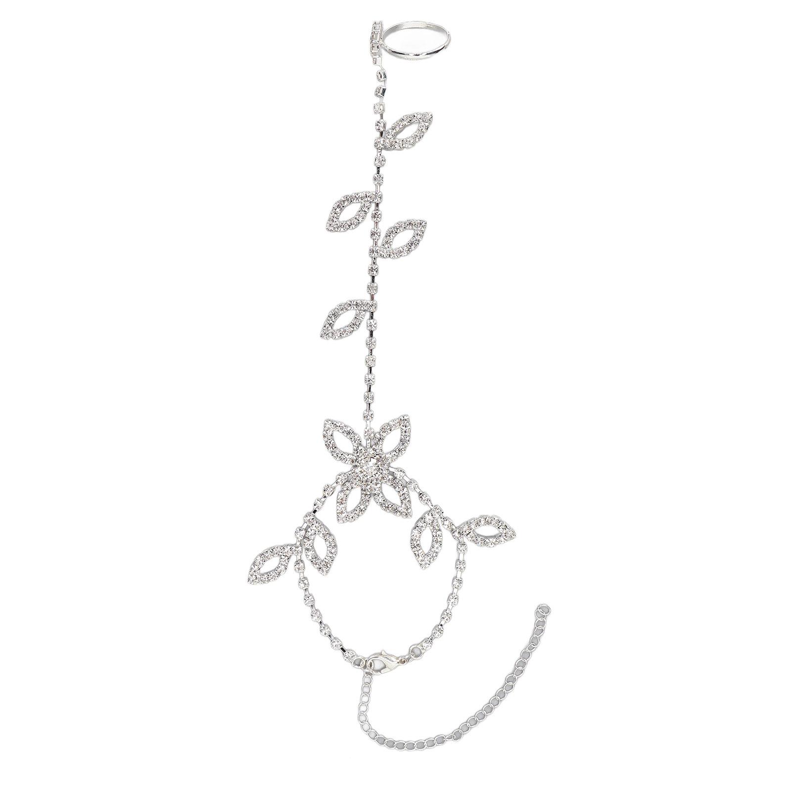 Strass Fußkette Damen Stilvolles Blätterförmiges Anhänger Fußkettchen Schmuck Accessoires für Strandparty von Joom DACH