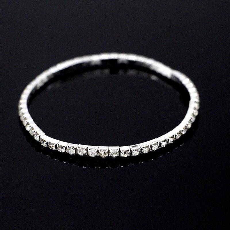 Strass Mädchen Armband Silber Farbe Glanz Kristall Frauen Fuß Schmuck Fußkettchen Elastische Dehnbare Zubehör 1 silber von Joom DACH