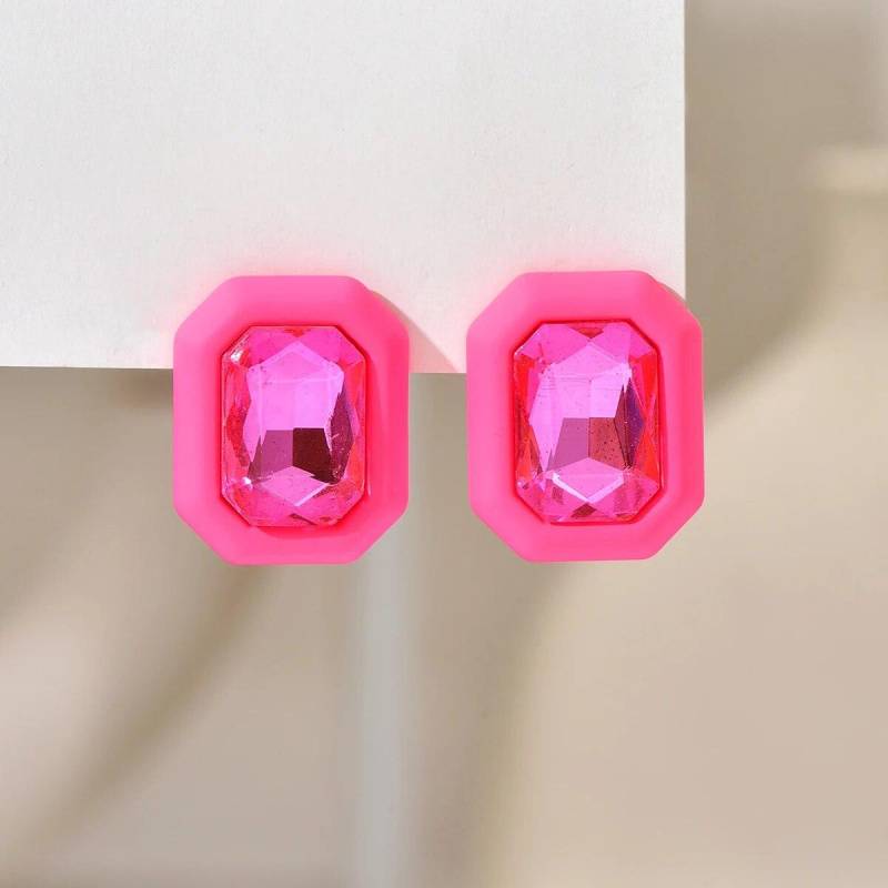 Strass Ohrringe Für Frauen Quadratische Ohrstecker Trend Geometrische Büro Party Geschenk Modeschmuck rose rot von Joom DACH