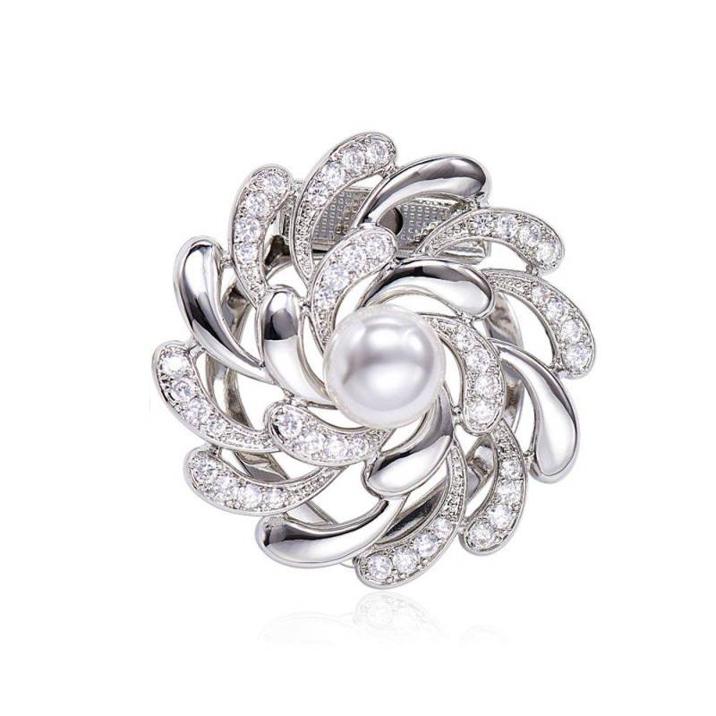 Strass Perle Mode Schmuck Schal Ring Frauen Schal Schnalle Schal Clip Koreanischen Stil Brosche Pins von Joom DACH