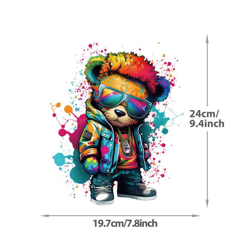 Straße Teddybären Thermo-Aufkleber Bunte Parches Ropa Diy Hoodies Wärmeübertragung Kleidung Aufkleber Patches für Kleidung von Joom DACH