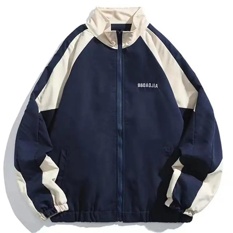 Street Hip Hop Style Mantel Männer Frauen Universal Paar Reißverschlussjacke Trenchcoat Sport Schwarz Blau Cool Windbreaker L navy blau von Joom DACH