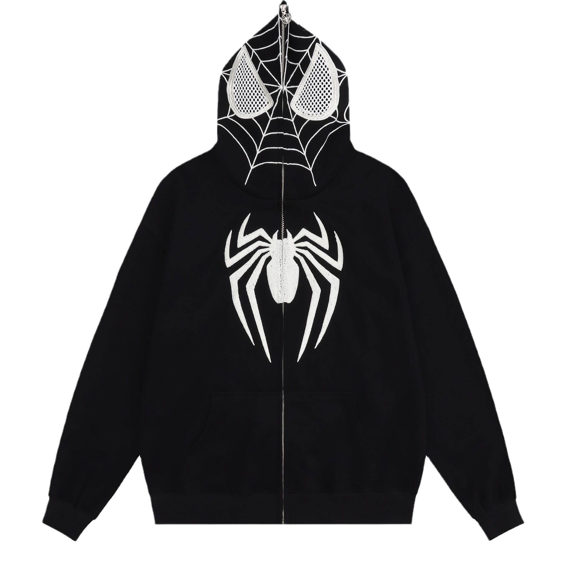 Street Hoodie Spider Punk Zipper Hoodie Extra großes Muster Sweatshirt Gothic Harajuku Herren Damen Kleidung S schwarz von Joom DACH