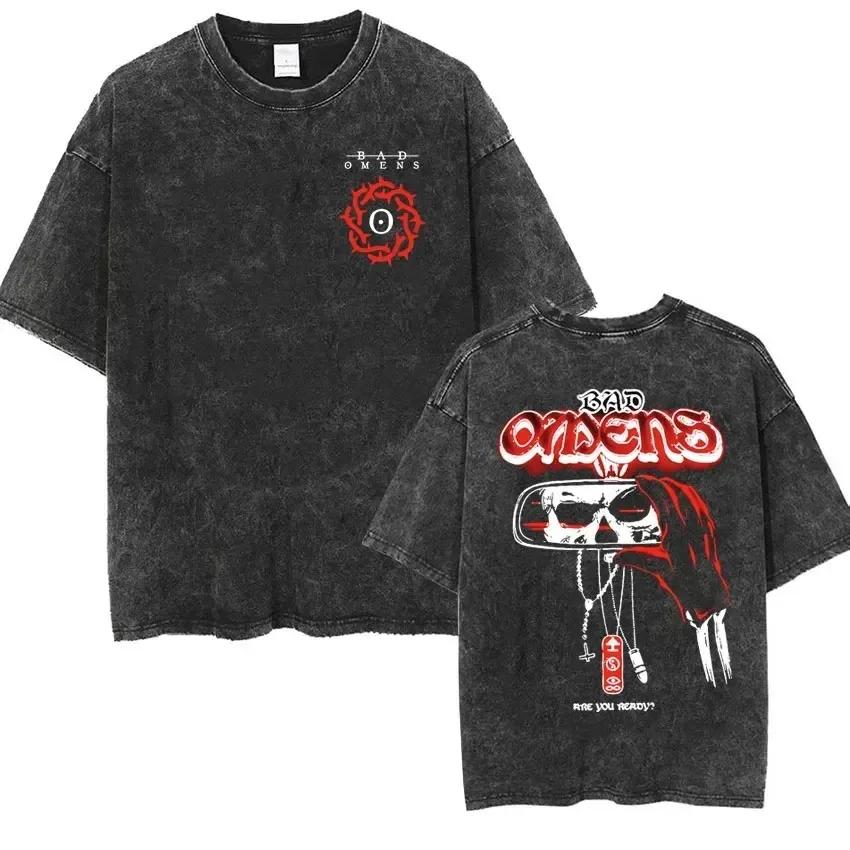 Streetwear Bad Omens Band Music Tour Washed T Shirt Retro 90er Jahre Männer Frauen Kleidung T-Shirt Casual Oversized Tees 2XL von Joom DACH