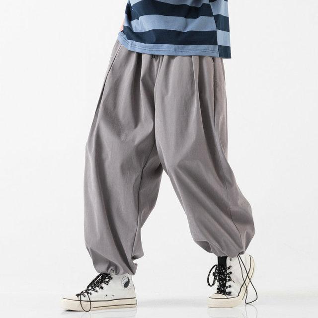 Streetwear Haremshose Herren Baggy Jogginghose Sweatpants Übergroße Hose mit weitem Bein Lässige Herrenhose M graue von Joom DACH