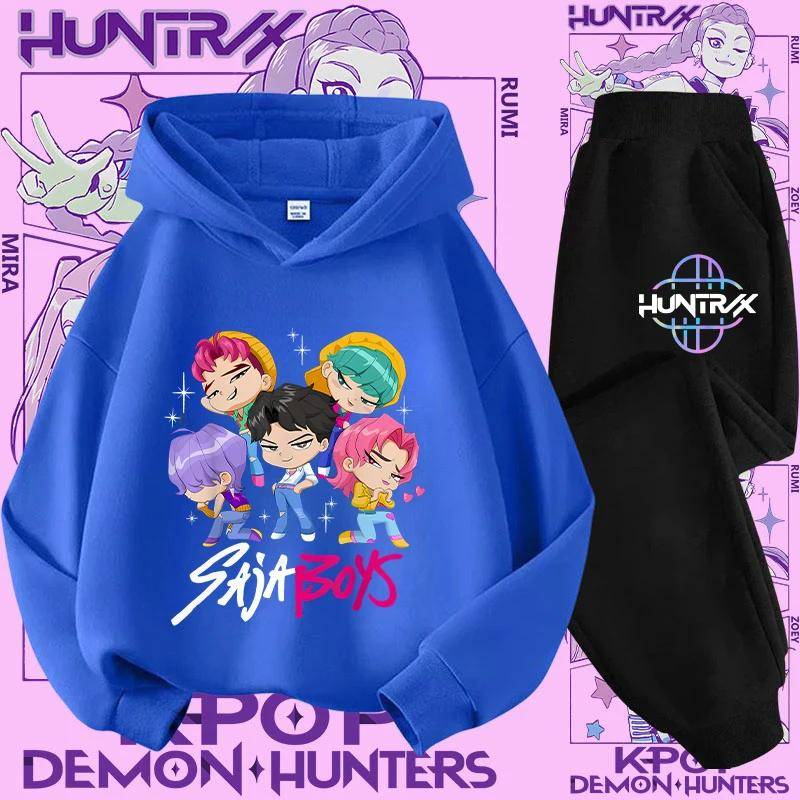 Streetwear Outfit Kinder Hoodie K-Pop Demon Hunter Pullover Sweatshirt Anime Trainingsanzug Cartoon Mädchen Jungen Kinderkleidung 120 von Joom DACH