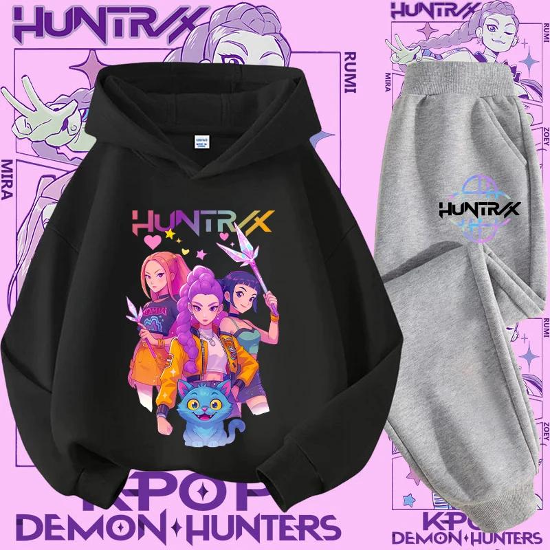 Streetwear Outfit Kinder Hoodie K-Pop Demon Hunter Pullover Sweatshirt Anime Trainingsanzug Cartoon Mädchen Jungen Kinderkleidung 120 von Joom DACH