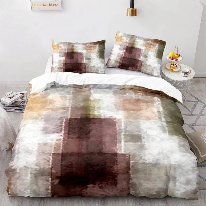 Streifen Bettbezug Set Polyester Grün Blau Schwarz Gestreift Kariert Patchwork Druck Steppdecke König Größe Weich Einzelbettwäsche Set für Teenager 70x133cm von Joom DACH