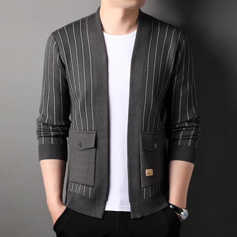 Strickjacke Herren Strickpullover Koreanische Version Trend Lässig Oberbekleidung Pullover Jugendmode Pullover Jacke Top Herbst L graue von Joom DACH