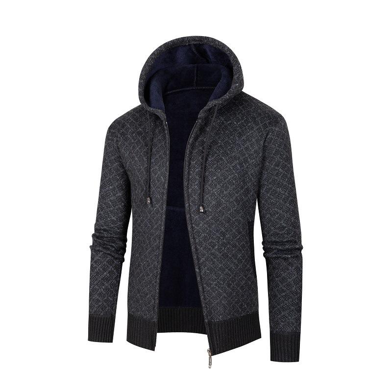 Strickjacke Pullover Herren Kapuzen Fleece Thermojacke Herbst und Winter Neue Faden Pullover Herrenjacke XXL von Joom DACH