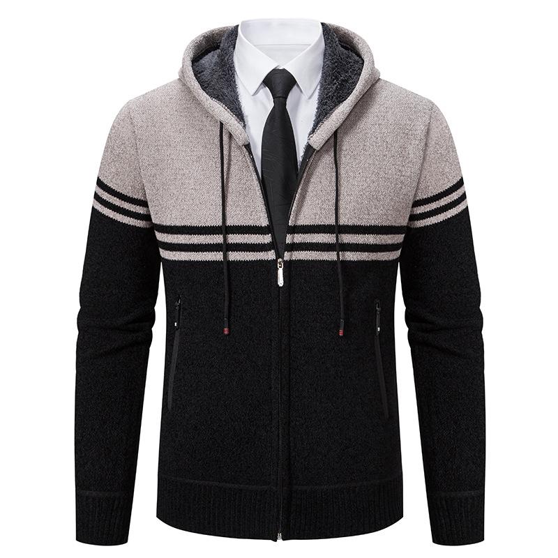 Strickjacke für Herren, neue Herbst- und Winterjacke im koreanischen Stil, samtig, warm, gestrickt, lässige Kapuzenpulloverjacke für Herren XL von Joom DACH