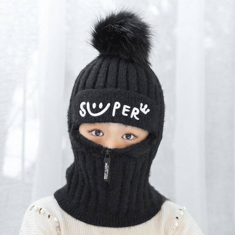 Strickmütze Schal Oneness Sturmhaube Kinder Halswärmer Winter Warm Skullies Beanie schwarz von Joom DACH