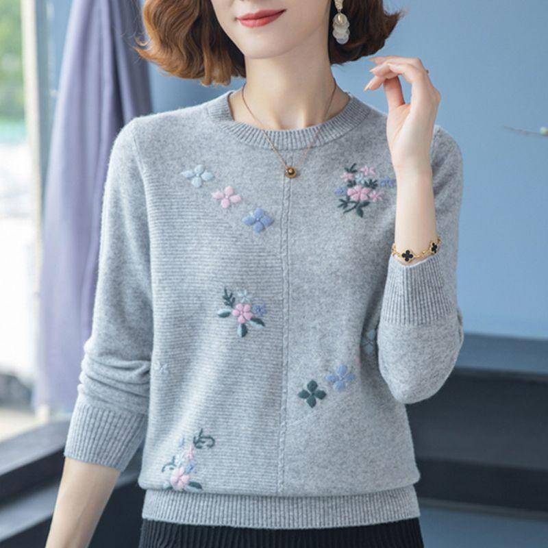 Strickpullover, Lockeres Übergrößen Damen Top Rundhals Unterhemd 6XL graue von Joom DACH