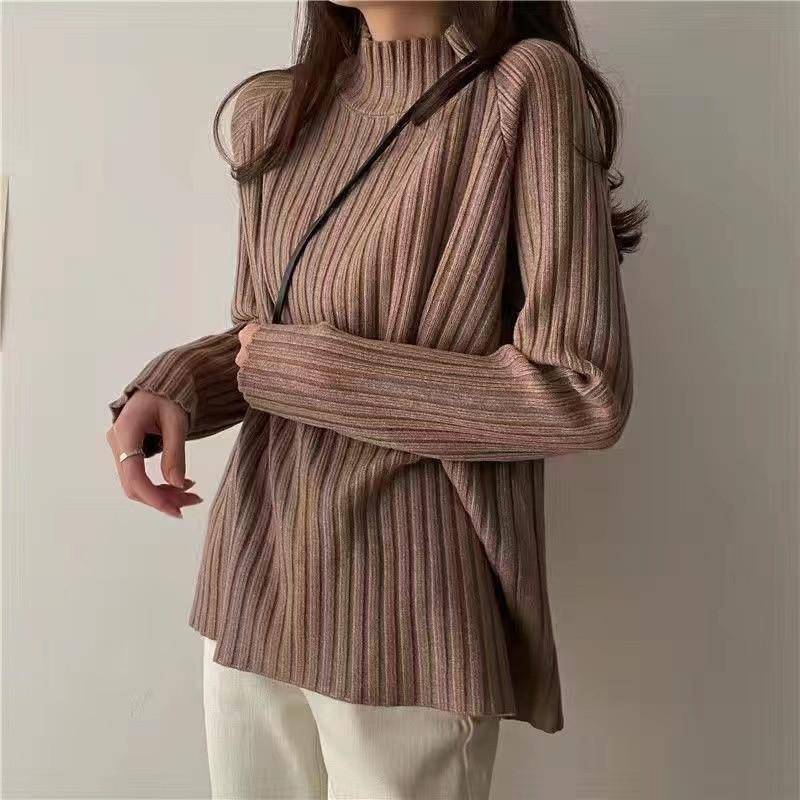 Strickpullover Oberteile Damen Herbst und Winter Lockerer Halbhochhalspullover Einfaches Bequemes Pullover Top S von Joom DACH