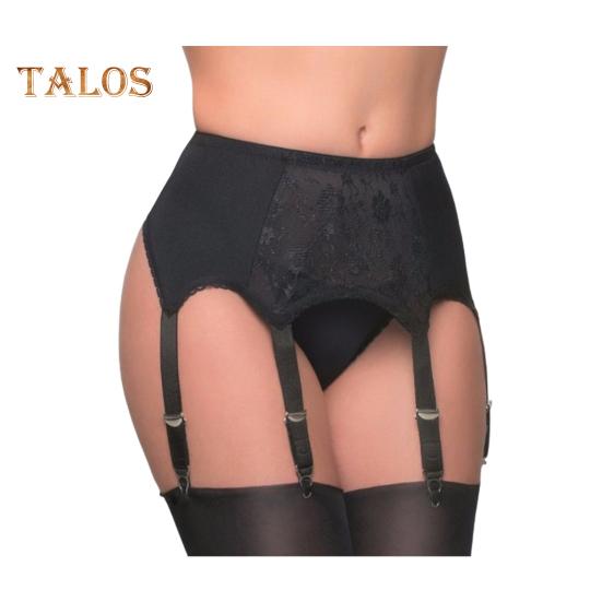 Strumpfband für Damen mit 6 Krallen, ausgehöhlt, durchsichtig, mit Spitze, Blumenstickerei, hohe Taille, elastische Strümpfe, Fixierer, Strumpfband für Clubpartys und Flitterwochen XXXL schwarz von Joom DACH