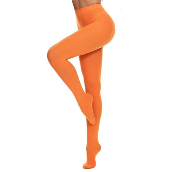 Strumpfhosen für Damen, hohe Taille, einfarbig, hohe Elastizität, dünn, Bonbonfarbe, rutschfest, Cosplay-Performance-Strumpfhose, für die Arbeit, Alltagskleidung, lange Strümpfe orange von Joom DACH