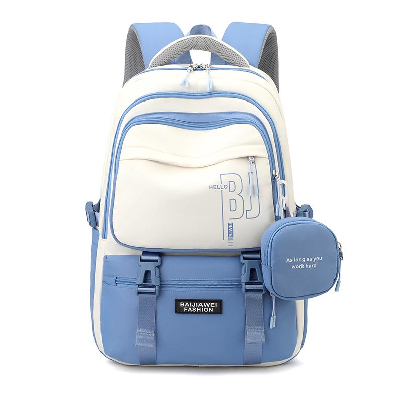 Student Rucksack mit großem Fassungsvermögen Kinder Schulranzen Damen Doppel-Schulter Farbpassender Rucksack One Size blau von Joom DACH