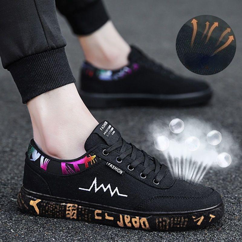 Student Vielseitige Canvas-Schuhe Atmungsaktiv Rutschfest Laufschuhe Mode Herren Koreanische Sportliche Freizeitschuhe 44 schwarz/bunt von Joom DACH