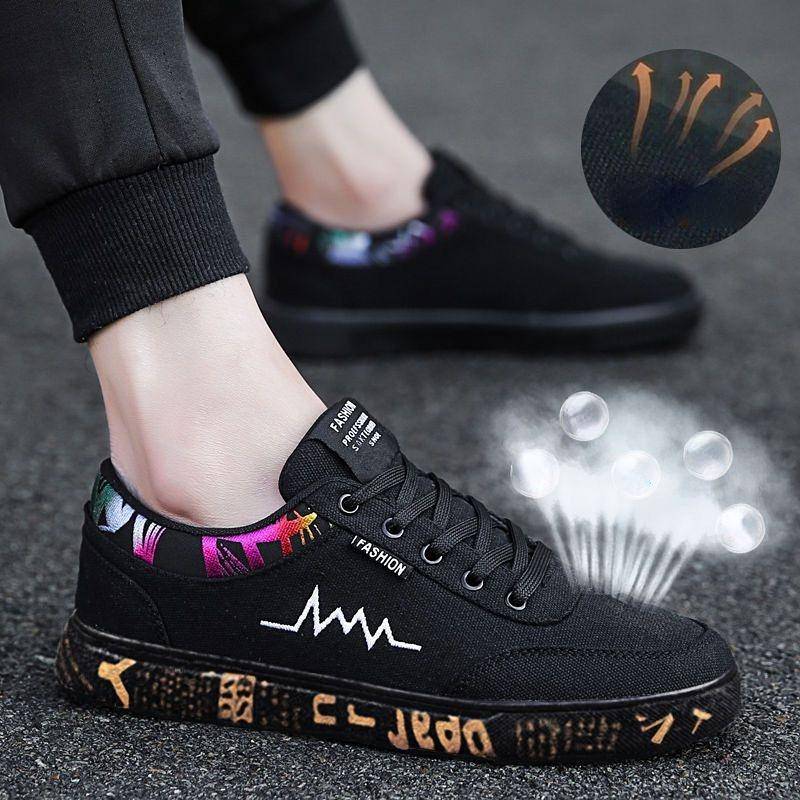 Student Vielseitige Canvas-Schuhe Atmungsaktiv Rutschfest Laufschuhe Mode Herren Koreanische Sportliche Freizeitschuhe 44 schwarz/bunt von Joom DACH