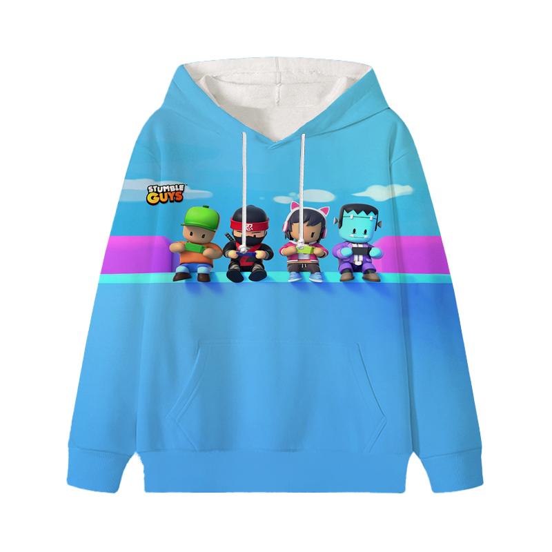 Stumble Guys Hoodies Stumble Game Jungen Mädchen Kleidung Winter Warm Hoodie Kinder Kapuzen Langarm Pullover Übergroße Tops 130 grün von Joom DACH