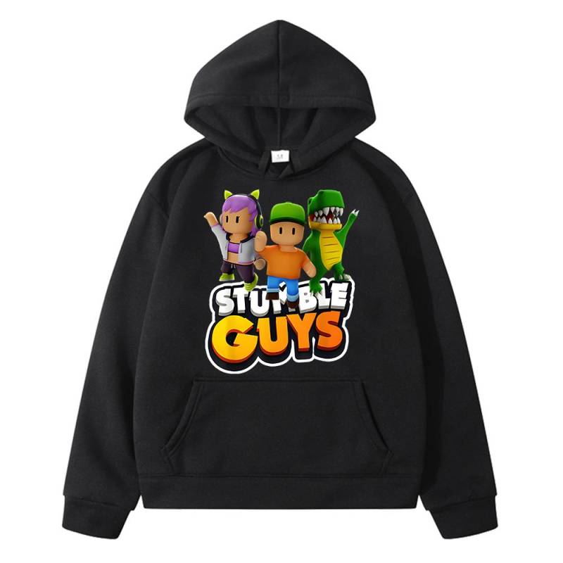 Stumble Guys Print Hoodies Herbst Winter Fleece Sweatshirt Anime Hoodie Pullover Cartoon Jacke Y2k Sudadera Kinderkleidung Mädchen 140 schwarz von Joom DACH