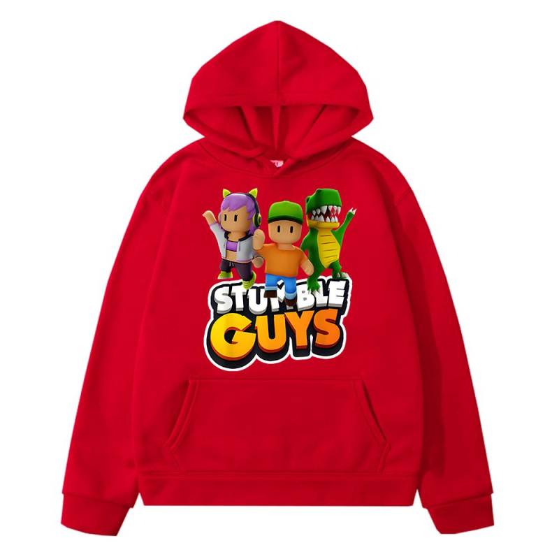 Stumble Guys Print Hoodies Herbst Winter Fleece Sweatshirt Anime Hoodie Pullover Cartoon Jacke Y2k Sudadera Kinderkleidung Mädchen 140 rot von Joom DACH