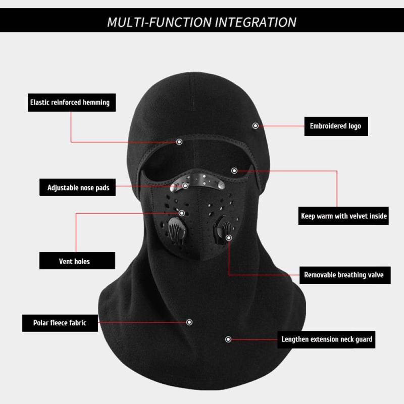 Sturmhaube Ski Gesichtsschutz mit Filter Abnehmbare Atmungsaktive Belüftungsöffnungen für Männer Frauen Winter Winddicht von Joom DACH