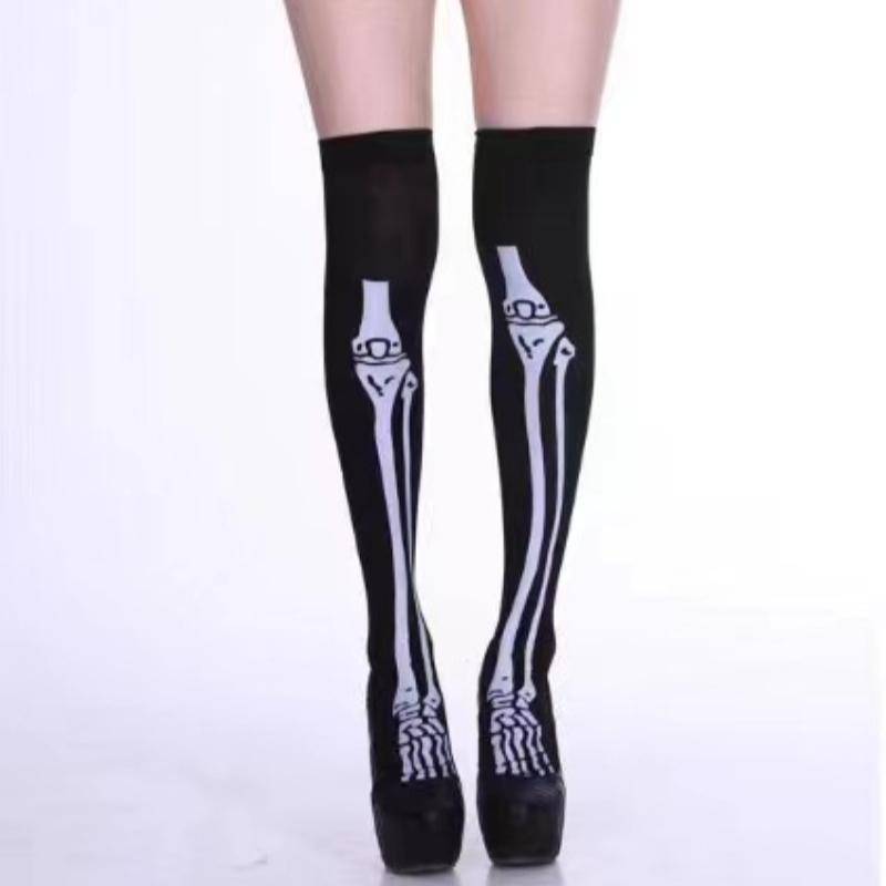 Subkultur Klassische Lolita Schwarze Gothic-Strümpfe Süße Strümpfe Oberschenkelhohe Japanische Mädchen Gothic Punk Retro Spinnennetz Totenkopf Fledermaus Lange Socken One Size von Joom DACH
