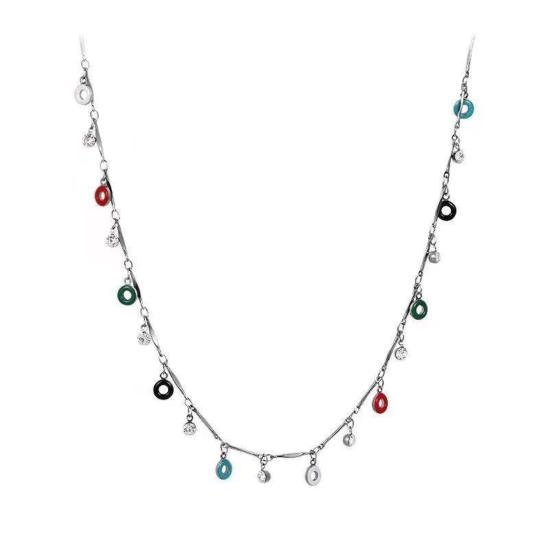 Süße Cool Girl Farbige Kreis Halskette Weibliche Vielseitige Ins Trendy Babes Halskette Nischen Design Sinn Gestapelt Schlüsselbein Kette von Joom DACH