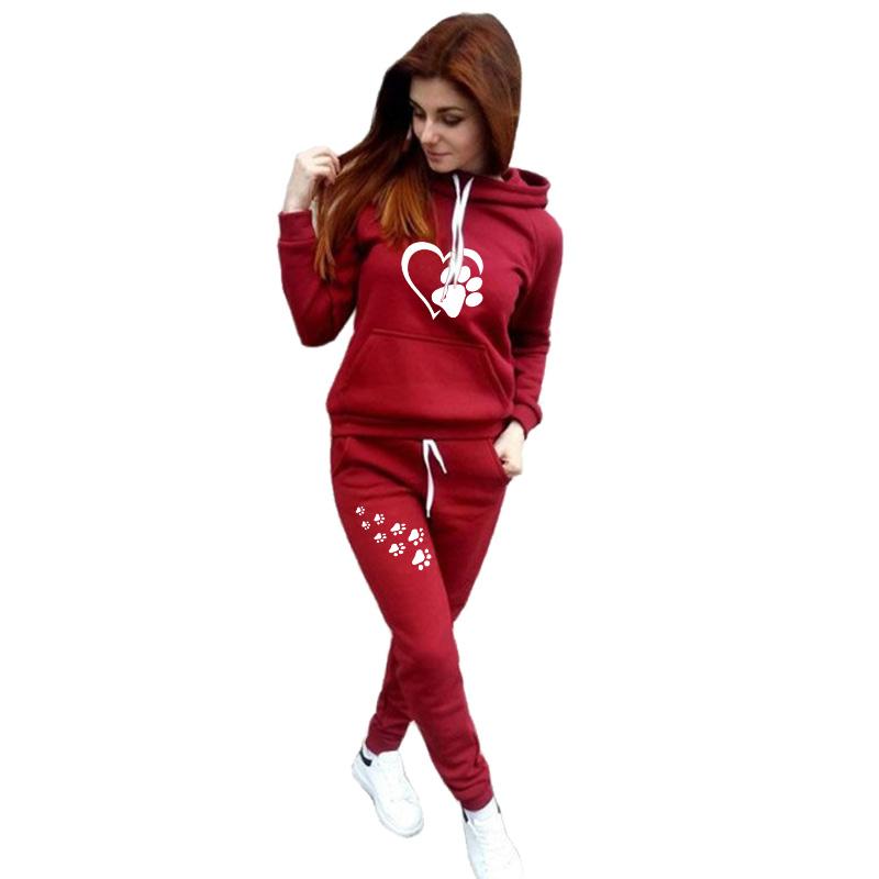 Süße Drucke Hoodie Set Damen Sportanzüge Zweiteilige Anzüge Kapuzenpullover Lange Hosen Modesets S von Joom DACH